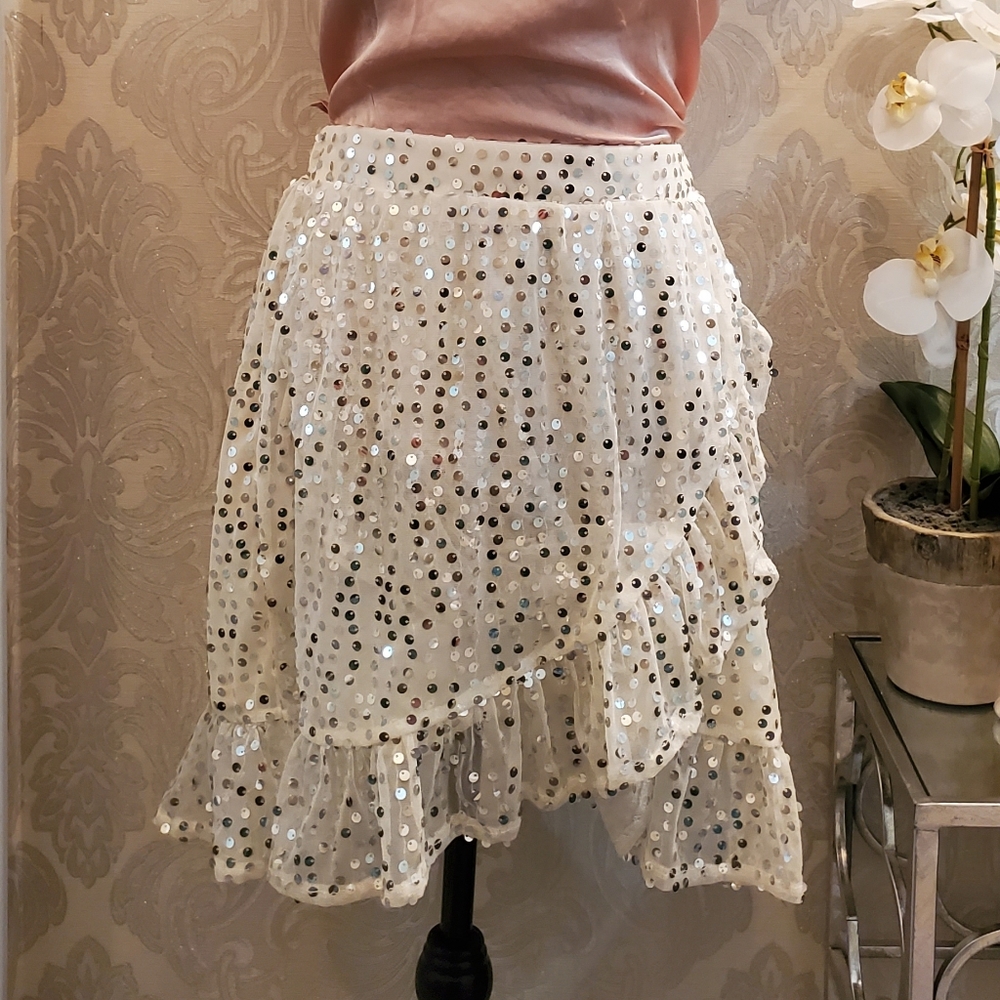 🌸Ruffle Sequined Skirt
